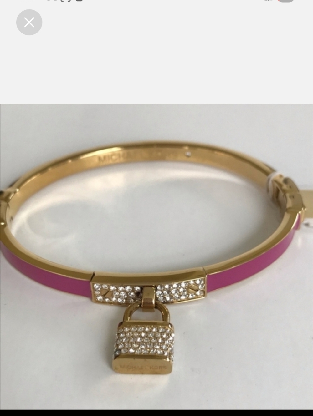 Michael Kors Gold Pave Padlock Hinged Bangle Bracelet NWOT - Picture 3 of 8